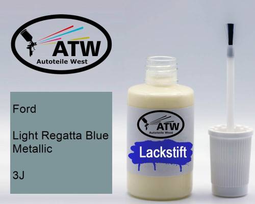Ford, Light Regatta Blue Metallic, 3J: 20ml Lackstift, von ATW Autoteile West.